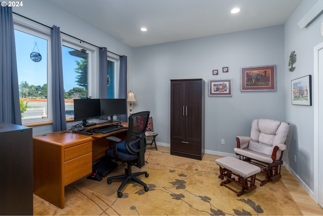 office space featuring light wood-type flooring