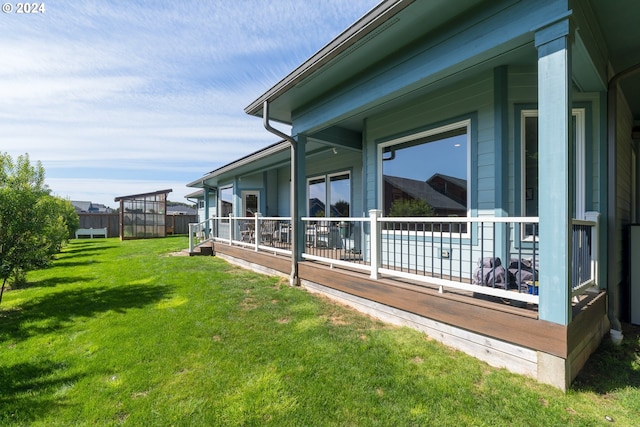 view of property exterior with a lawn