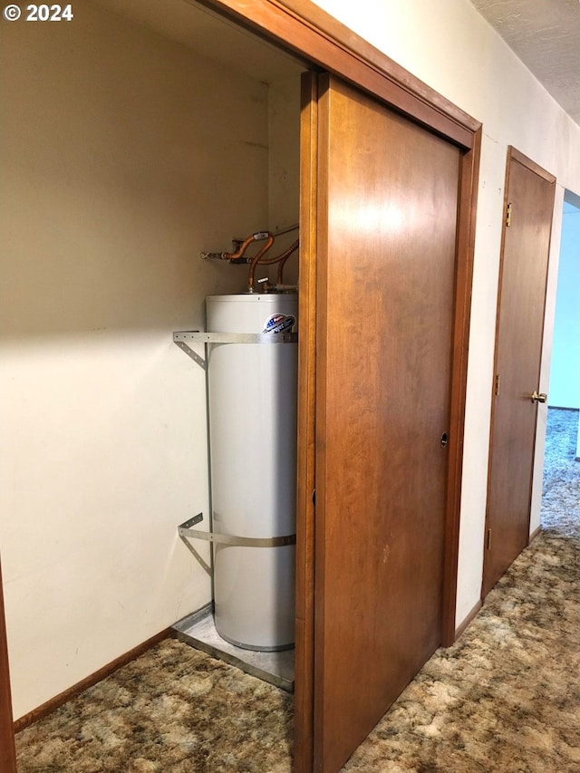 utility room with secured water heater