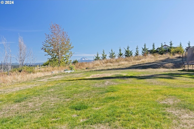 view of yard with a rural view and a trampoline