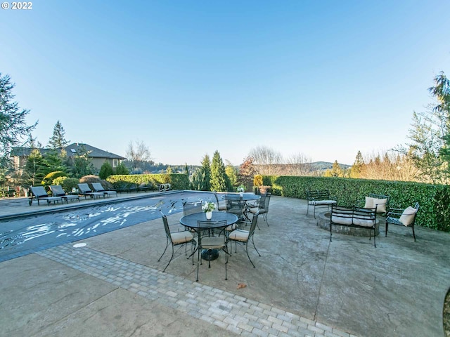 view of swimming pool with a patio