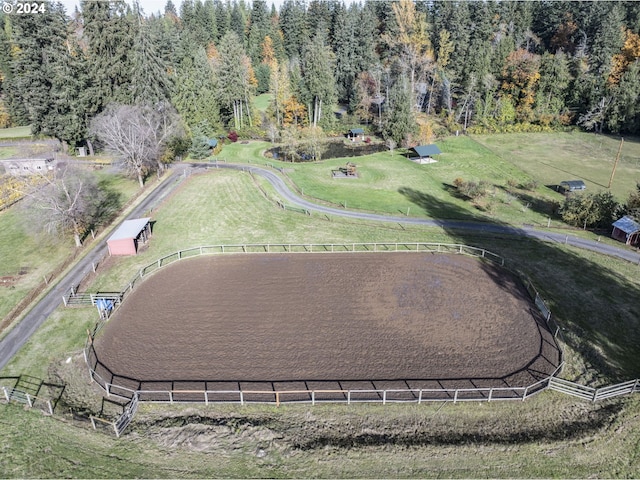 aerial view featuring a rural view