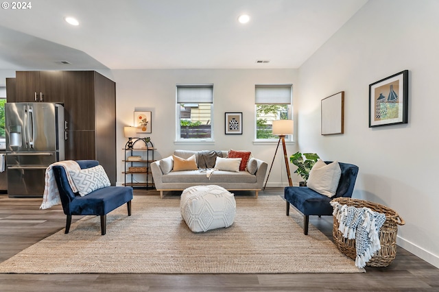 living room with hardwood / wood-style flooring