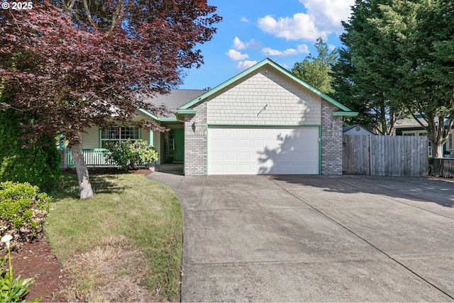 1157 Yew St, Junction City, OR 97448 - single story home featuring driveway, a garage, brick siding, and covered porch
