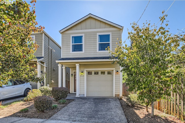 front of property with a garage