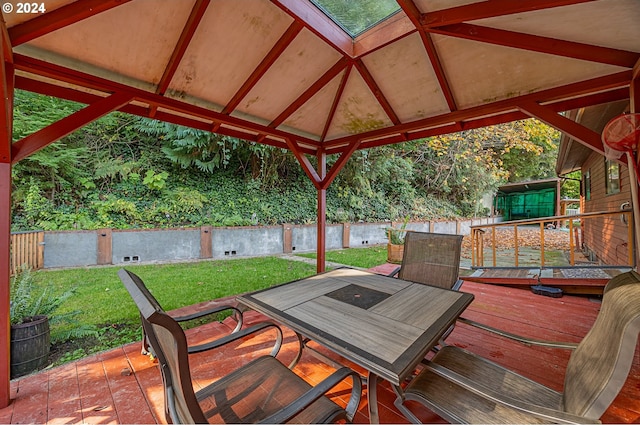 view of patio with a gazebo and a wooden deck