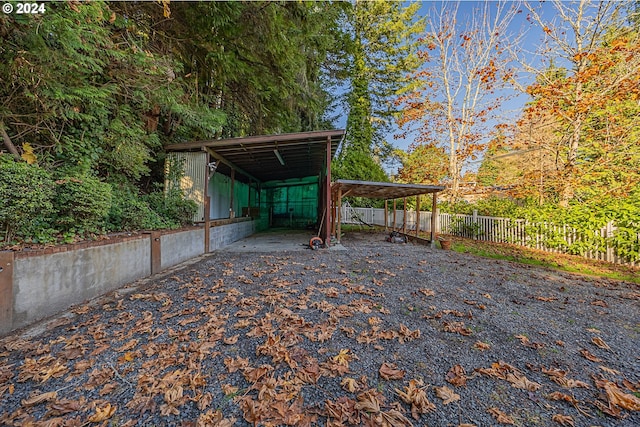 view of patio with an outdoor structure