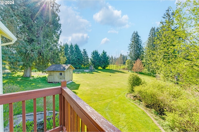 2201 NW Carty Rd, Ridgefield, WA 98642 - view of green lawn with a storage shed and an outdoor structure