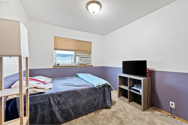 carpeted bedroom featuring cooling unit