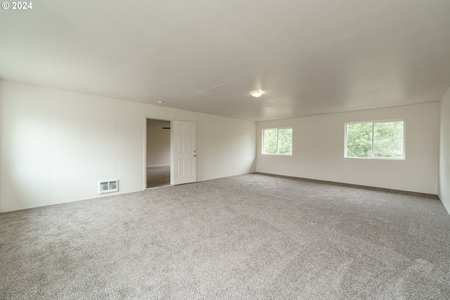 spare room with carpet flooring and a textured ceiling