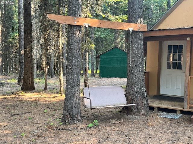 view of entry to storm shelter