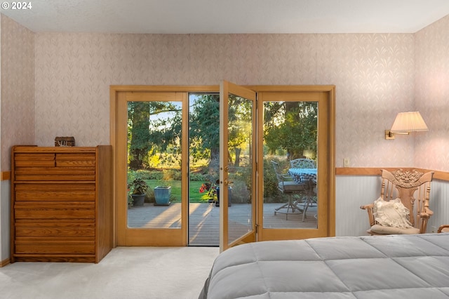 22750 SW Rosedale Rd, Beaverton, OR 97078 - bedroom with wallpapered walls, carpet flooring, and access to outside