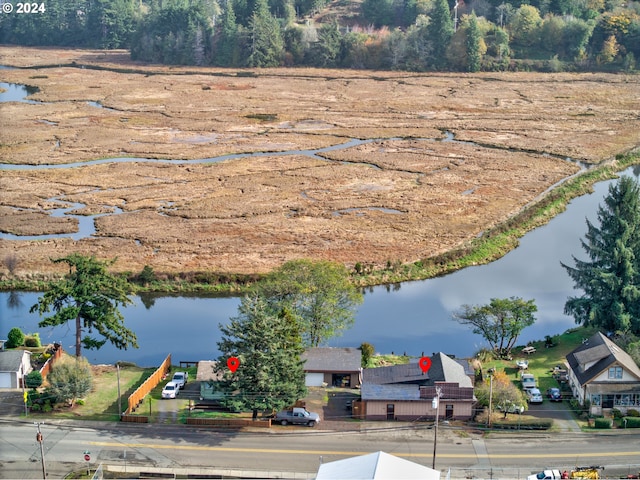 bird's eye view featuring a water view