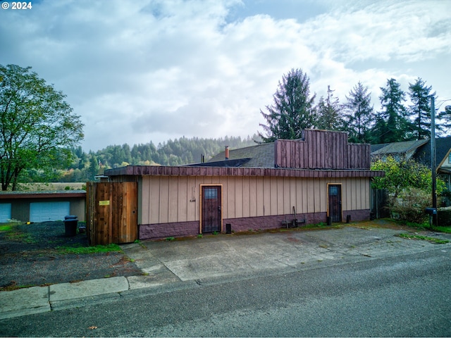 exterior space featuring a garage