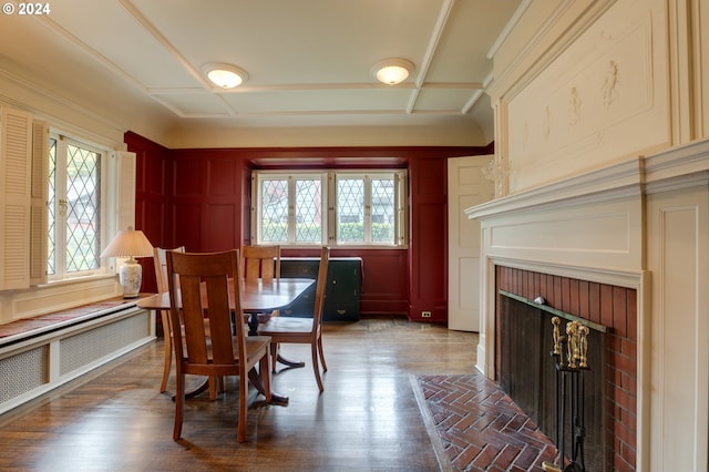 1709 NW Aspen Ave, Portland, OR 97210 - dining area with wood finished floors, a decorative wall, and a wealth of natural light