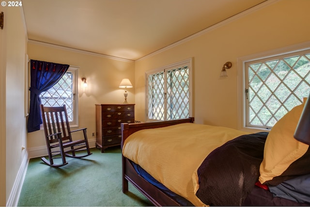 1709 NW Aspen Ave, Portland, OR 97210 - bedroom featuring crown molding, carpet flooring, baseboards, and multiple windows