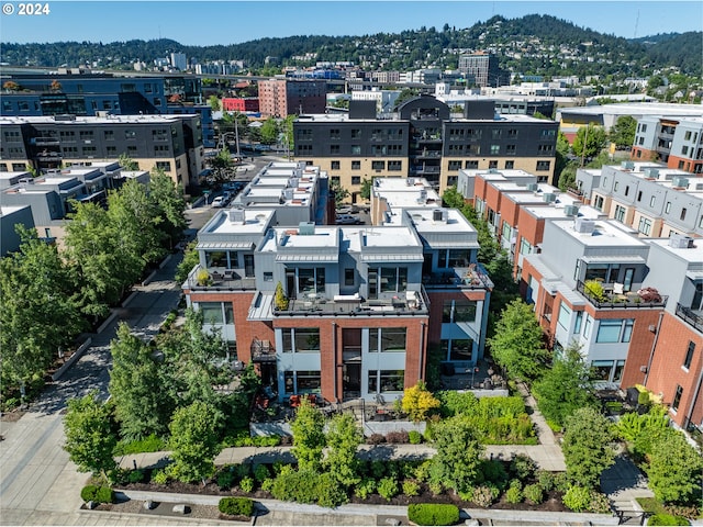 bird's eye view with a mountain view