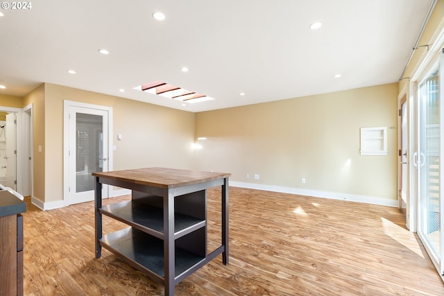 dining area with light wood-type flooring