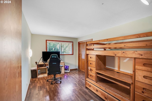 interior space with dark hardwood / wood-style flooring