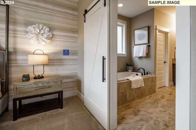 bathroom with tiled bath