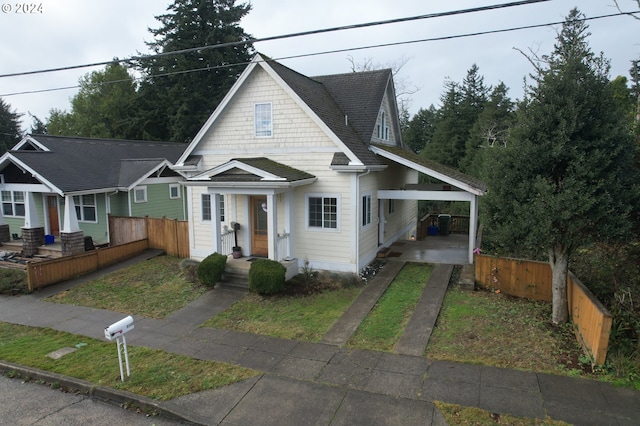 view of front of house featuring a carport