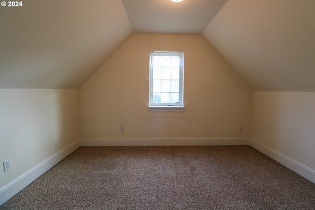 additional living space with carpet and lofted ceiling