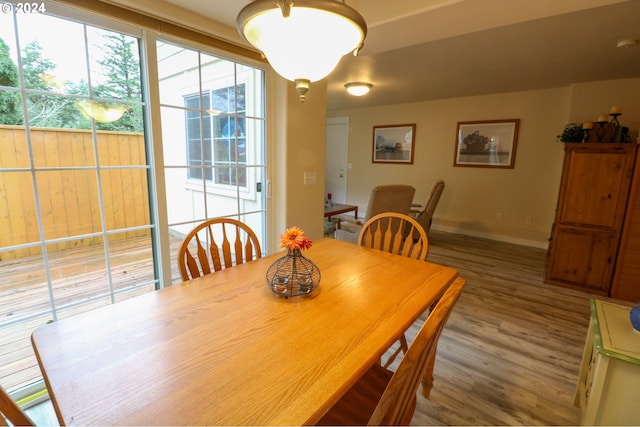 dining area with wood-type flooring