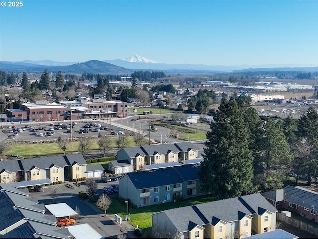 aerial view with a mountain view