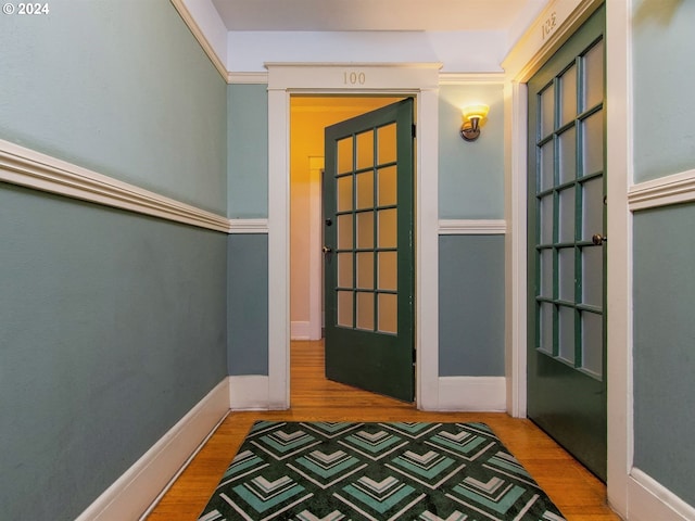 corridor featuring light wood-type flooring