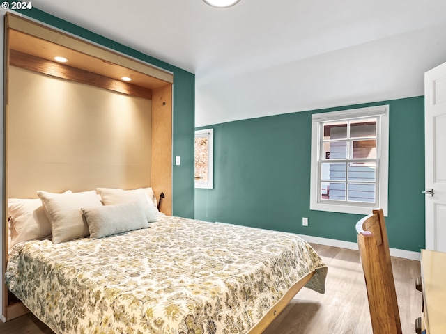 bedroom with wood-type flooring