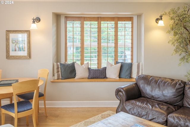 living area featuring light hardwood / wood-style floors