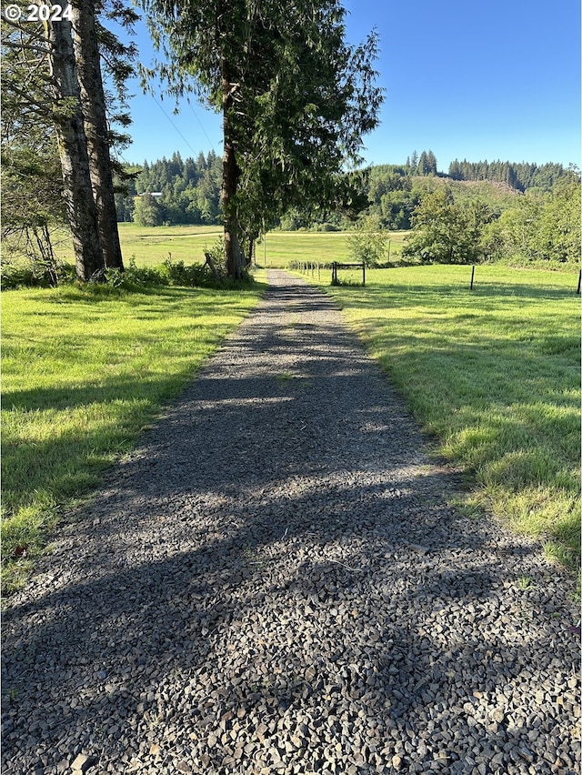 view of road with a rural view