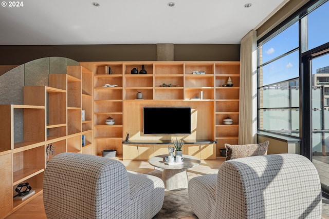 living room with hardwood / wood-style flooring