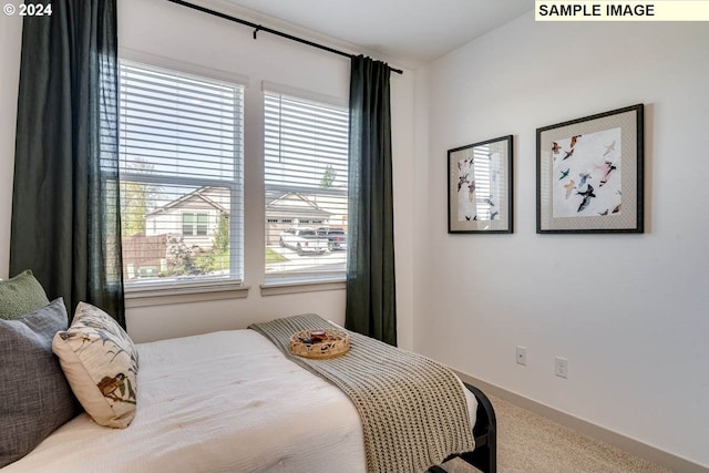 bedroom featuring carpet flooring and baseboards