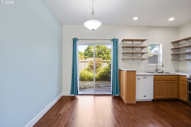 interior space featuring dark hardwood / wood-style flooring and sink