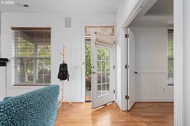 doorway featuring hardwood / wood-style flooring