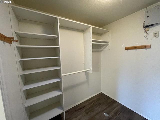 walk in closet featuring dark hardwood / wood-style flooring