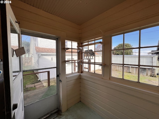 view of unfurnished sunroom