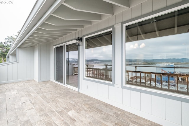 view of patio / terrace with a water view