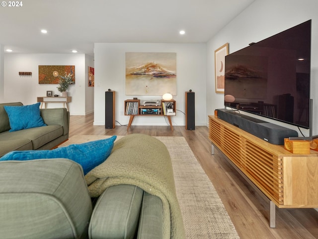 living room with hardwood / wood-style floors