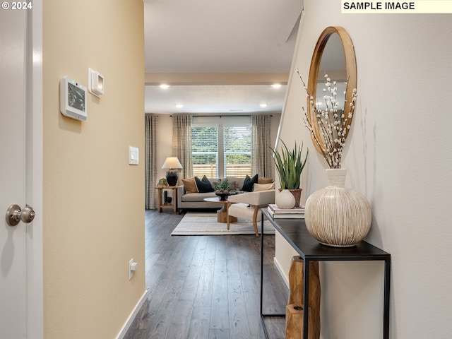 hall featuring dark hardwood / wood-style floors