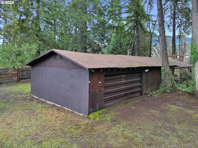 exterior space with a garage