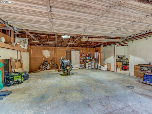 garage with a garage door opener