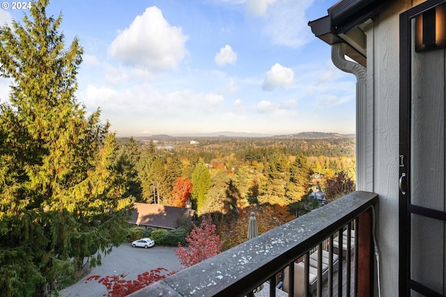 balcony with a wooded view