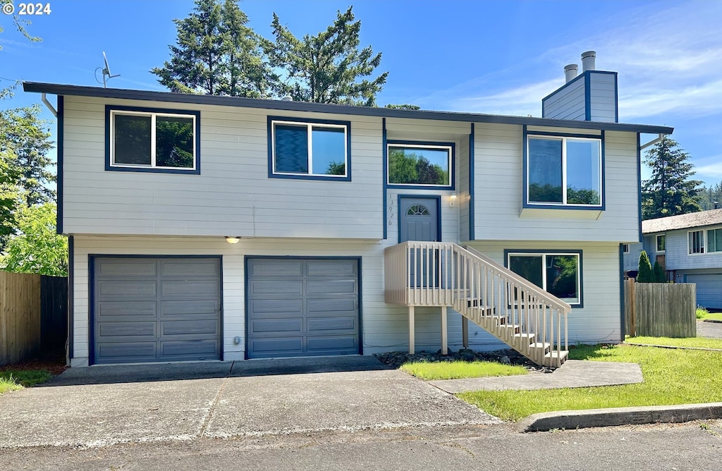 bi-level home with a garage