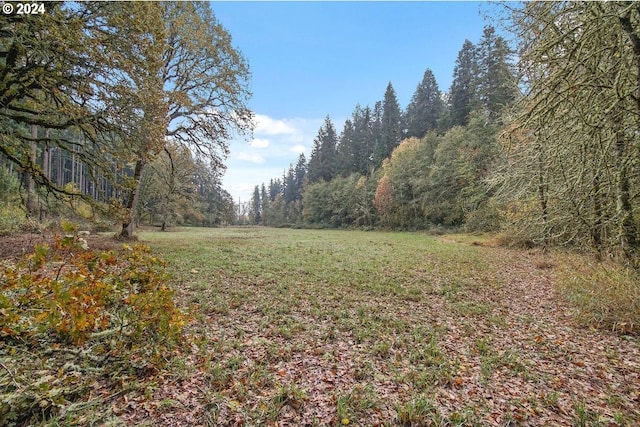 13235 NW Pumpkin Ridge Rd, North Plains, OR 97133 - view of grassy yard with a wooded view