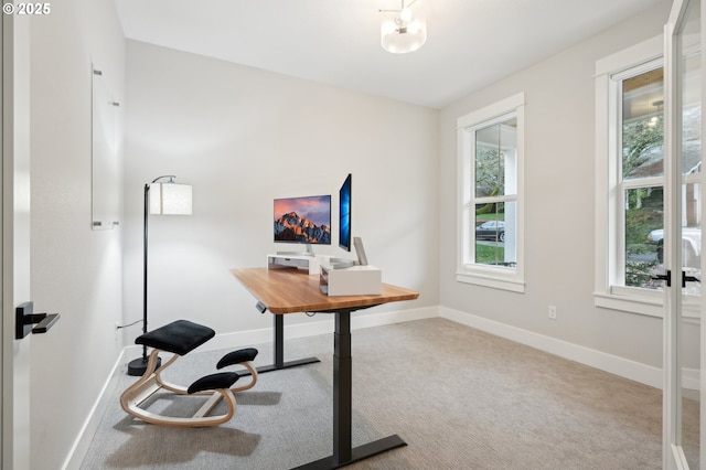 view of carpeted office space