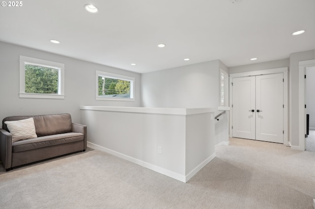 interior space with light colored carpet