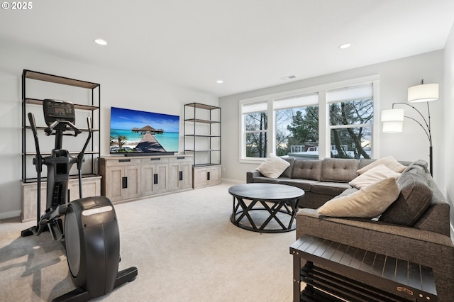 living room with carpet flooring