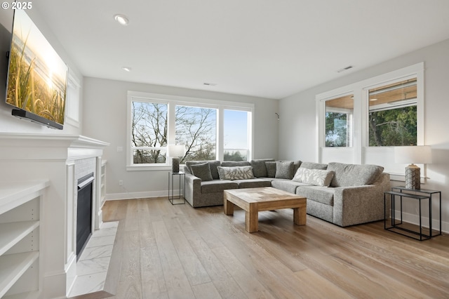 living room featuring light hardwood / wood-style floors